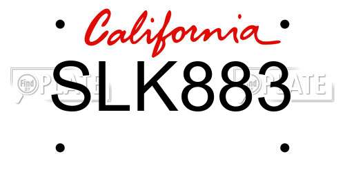 SLK883 California License Plate