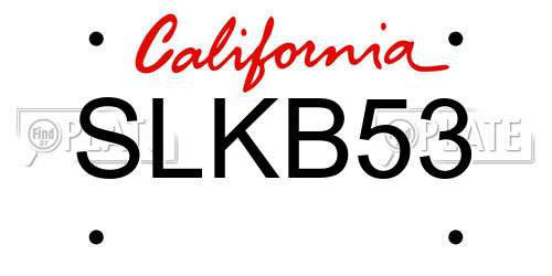 SLKB53 California License Plate