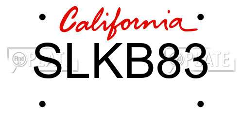SLKB83 California License Plate
