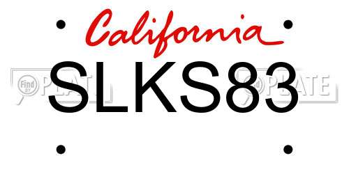 SLKS83 California License Plate