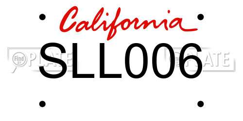 SLL006 California License Plate