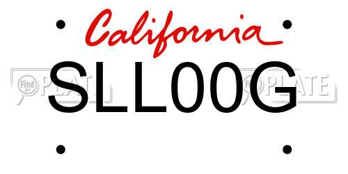 SLL00G California License Plate