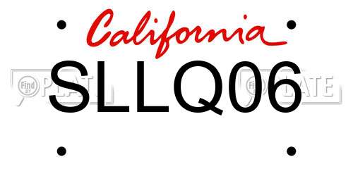SLLQ06 California License Plate