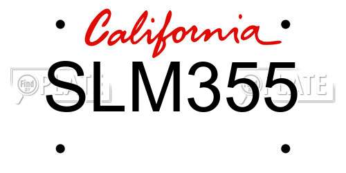 SLM355 California License Plate