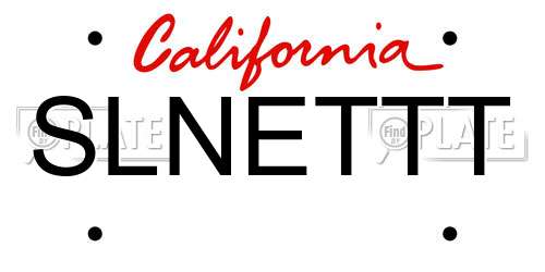 SLNETTT California License Plate