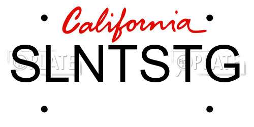 SLNTSTG California License Plate