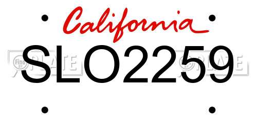 SLO2259 California License Plate