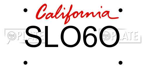 SLO6O California License Plate
