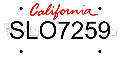 SLO7259 California License Plate