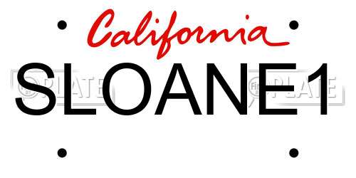 SLOANE1 California License Plate