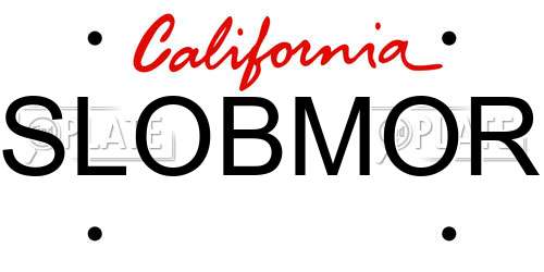 SLOBMOR California License Plate