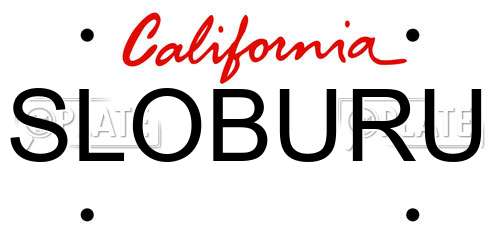 SLOBURU California License Plate