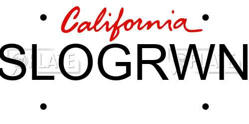 SLOGRWN California License Plate