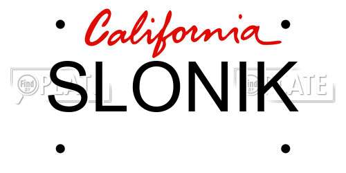 SLONIK California License Plate