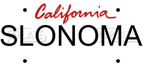 SLONOMA California License Plate