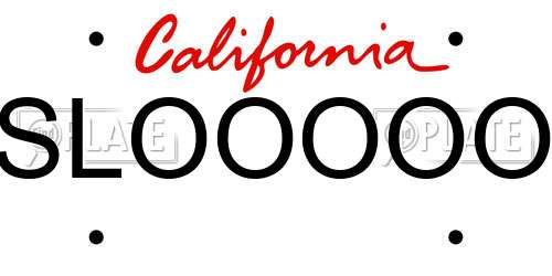 SLOOOOO California License Plate