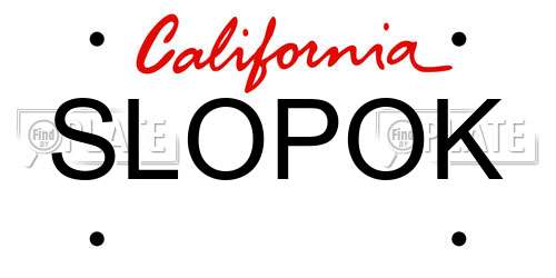 SLOPOK California License Plate