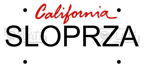 SLOPRZA California License Plate