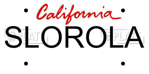 SLOROLA California License Plate