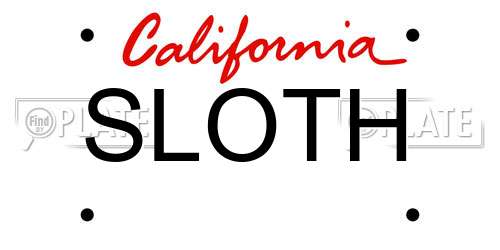 SLOTH California License Plate