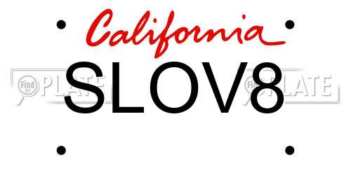 SLOV8 California License Plate