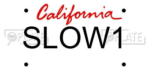 SLOW1 California License Plate