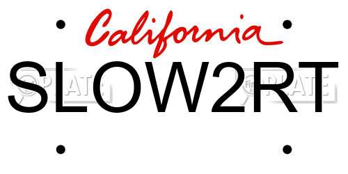 SLOW2RT California License Plate