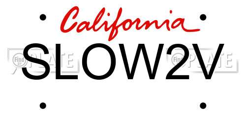 SLOW2V California License Plate