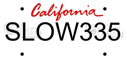 SLOW335 California License Plate