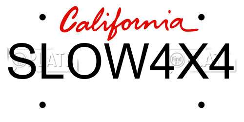 SLOW4X4 California License Plate