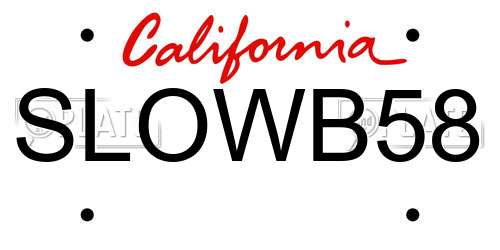SLOWB58 California License Plate