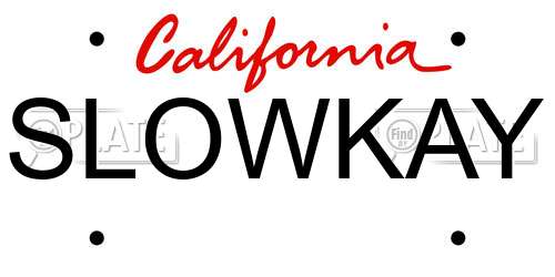 SLOWKAY California License Plate