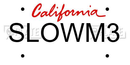 SLOWM3 California License Plate