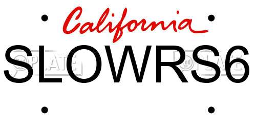 SLOWRS6 California License Plate