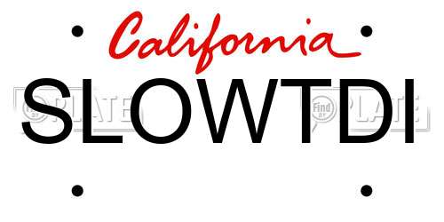 SLOWTDI California License Plate
