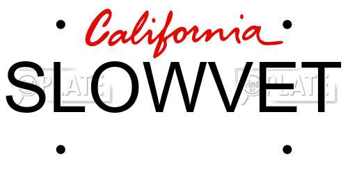 SLOWVET California License Plate