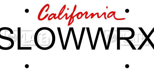 SLOWWRX California License Plate
