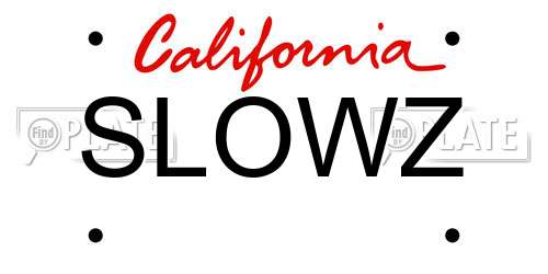 SLOWZ California License Plate