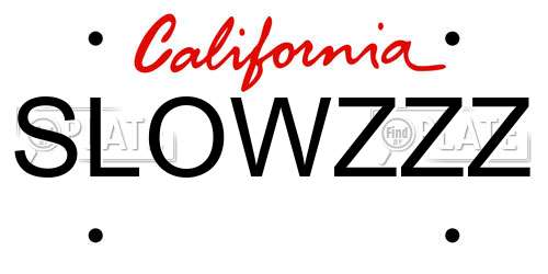 SLOWZZZ California License Plate