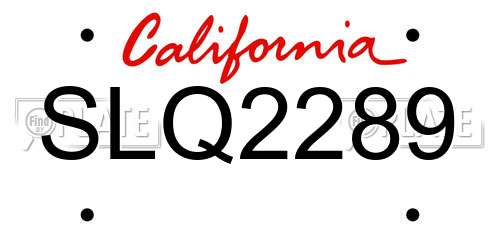 SLQ2289 California License Plate