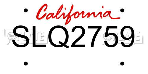 SLQ2759 California License Plate