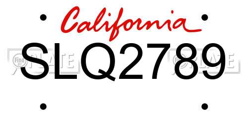 SLQ2789 California License Plate