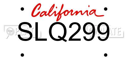 SLQ299 California License Plate