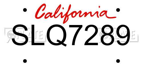 SLQ7289 California License Plate