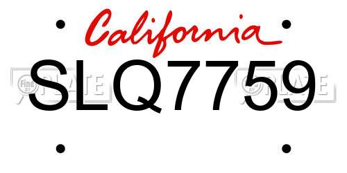 SLQ7759 California License Plate