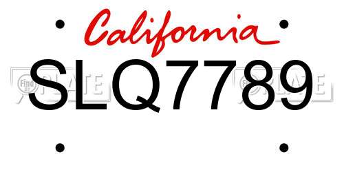 SLQ7789 California License Plate