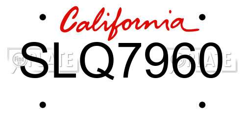 SLQ7960 California License Plate