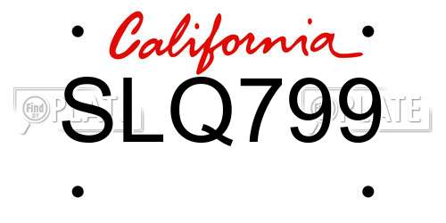 SLQ799 California License Plate