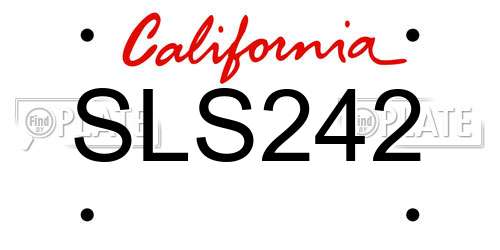 SLS242 California License Plate