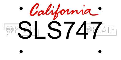 SLS747 California License Plate